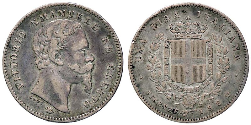 SAVOIA - Vittorio Emanuele II Re eletto (1859-1861) - Lira 1860 F Pag. 441a; Mon...