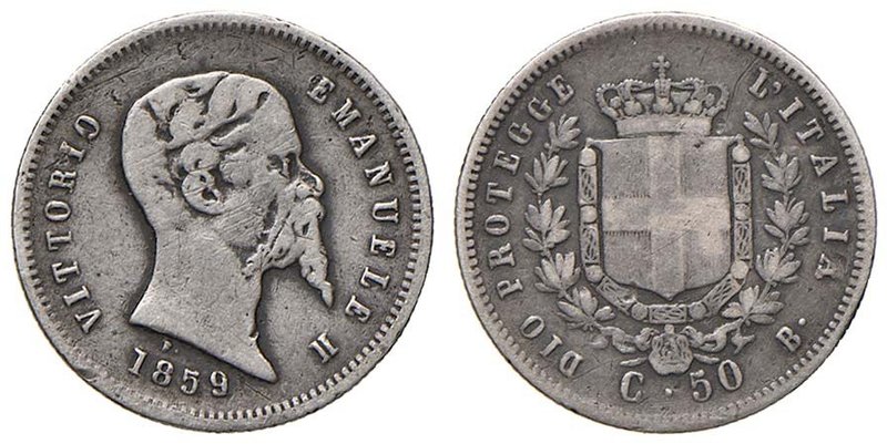 SAVOIA - Vittorio Emanuele II Re eletto (1859-1861) - 50 Centesimi 1859 B Pag. 4...