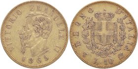 SAVOIA - Vittorio Emanuele II Re d'Italia (1861-1878) - 10 Lire 1865 T Pag. 478; Mont. 158 RR AU
qBB
