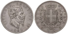 SAVOIA - Vittorio Emanuele II Re d'Italia (1861-1878) - 5 Lire 1865 T Pag. 487; Mont. 167 R AG
BB