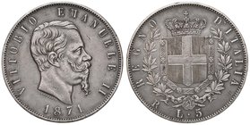 SAVOIA - Vittorio Emanuele II Re d'Italia (1861-1878) - 5 Lire 1871 R Pag. 493; Mont. 176 R AG
BB