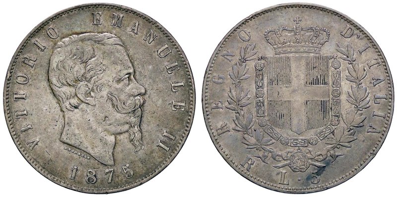 SAVOIA - Vittorio Emanuele II Re d'Italia (1861-1878) - 5 Lire 1875 R Pag. 500; ...