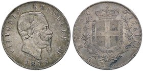 SAVOIA - Vittorio Emanuele II Re d'Italia (1861-1878) - 5 Lire 1875 R Pag. 500; Mont. 186 AG Colpetto - Patinata
BB-SPL