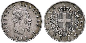SAVOIA - Vittorio Emanuele II Re d'Italia (1861-1878) - 2 Lire 1863 T Stemma Pag. 507; Mont. 195 NC AG
BB