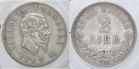 SAVOIA - Vittorio Emanuele II Re d'Italia (1861-1878) - 2 Lire 1863 T Valore Pag. 509; Mont. 197 R AG Sigillata qSPL
BB/BB+