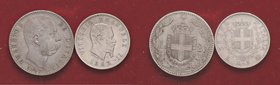 SAVOIA - Vittorio Emanuele II Re d'Italia (1861-1878) - Lira 1863 M Stemma Pag. 514; Mont. 204 AG Assieme a 2 lire 1897 - Lotto di 2 monete
BB+