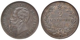 SAVOIA - Vittorio Emanuele II Re d'Italia (1861-1878) - 2 Centesimi 1867 T Pag. 561; Mont. 257 R CU
SPL