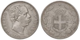 SAVOIA - Umberto I (1878-1900) - 2 Lire 1885 Pag. 595; Mont. 40 R AG Colpetto
BB