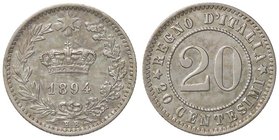 SAVOIA - Umberto I (1878-1900) - 20 Centesimi 1894 KB Pag. 611; Mont. 58 NI
SPL-FDC