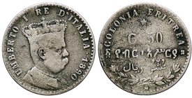 SAVOIA - Eritrea - 50 Centesimi 1890 Pag. 637; Mont. 87 R AG
MB