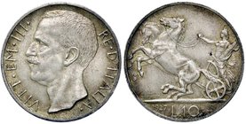 SAVOIA - Vittorio Emanuele III (1900-1943) - 10 Lire 1927 ** Biga Pag. 692a; Mont. 90 AG Delicata patina
qFDC/FDC