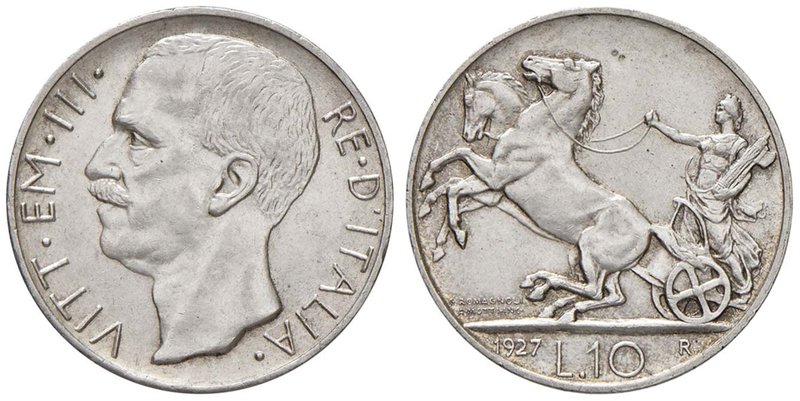 SAVOIA - Vittorio Emanuele III (1900-1943) - 10 Lire 1927 ** Biga Pag. 692a; Mon...