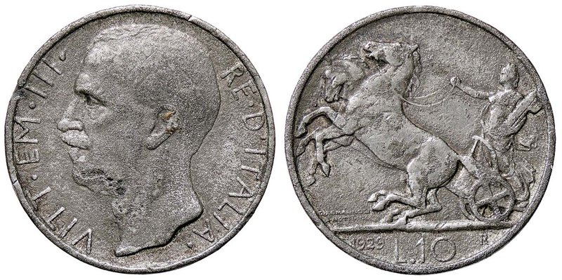 SAVOIA - Vittorio Emanuele III (1900-1943) - 10 Lire 1929 * Biga (AG g. 6,98) Fa...