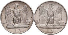SAVOIA - Vittorio Emanuele III (1900-1943) - 5 Lire 1927* e ** AG Lotto di 2 monete
SPL+÷qFDC