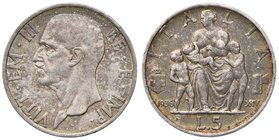 SAVOIA - Vittorio Emanuele III (1900-1943) - 5 Lire 1936 XIV Fecondità Pag. 719; Mont. 133 AG
SPL/qFDC