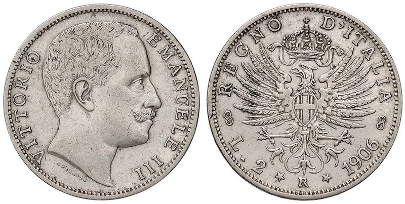 SAVOIA - Vittorio Emanuele III (1900-1943) - 2 Lire 1906 Aquila Pag. 730; Mont. ...