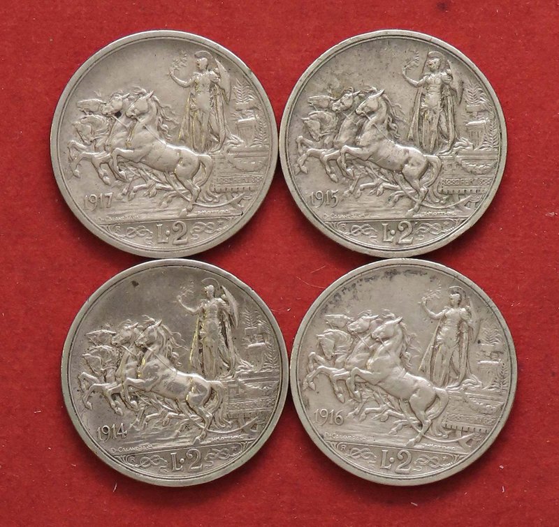 SAVOIA - Vittorio Emanuele III (1900-1943) - 2 Lire 1914÷17 Quadriga Briosa Pag....