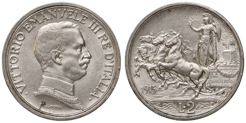 SAVOIA - Vittorio Emanuele III (1900-1943) - 2 Lire 1915 Quadriga briosa Pag. 73...