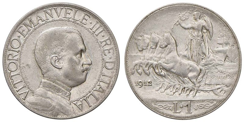 SAVOIA - Vittorio Emanuele III (1900-1943) - Lira 1912 Quadriga lenta Pag. 771; ...
