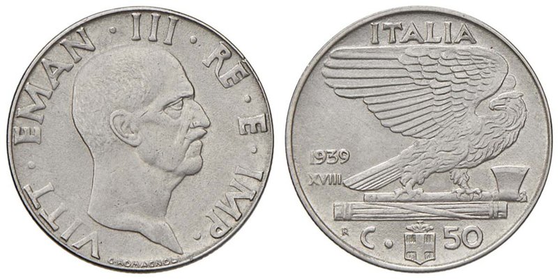 SAVOIA - Vittorio Emanuele III (1900-1943) - 50 Centesimi 1939 XVIII Impero Mont...