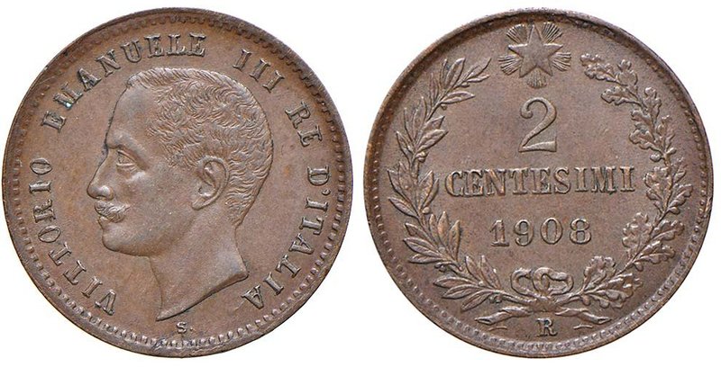 SAVOIA - Vittorio Emanuele III (1900-1943) - 2 Centesimi 1908 Valore Pag. 930; M...