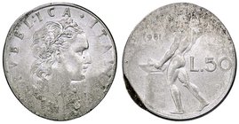 REPUBBLICA ITALIANA - Repubblica Italiana (monetazione in lire) (1946-2001) - 50 Lire 1981 NC AC Schiacciature di conio
SPL