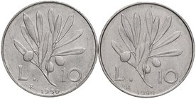 REPUBBLICA ITALIANA - Repubblica Italiana (monetazione in lire) (1946-2001) - 10 Lire 1949 e 1950 Mont. 7/9 IT Lotto di 2 monete
qFDC÷FDC