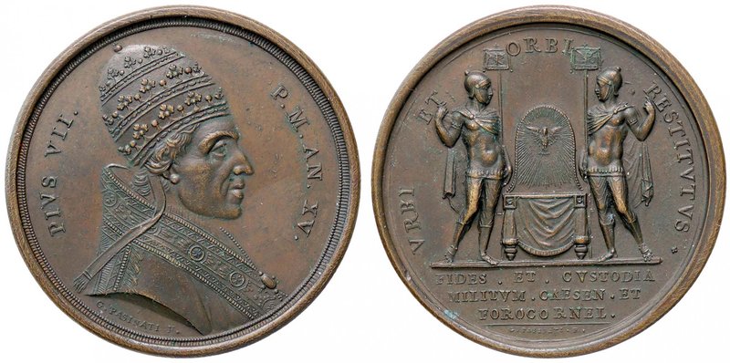 MEDAGLIE - PAPALI - Pio VII (1800-1823) - Medaglia A. XV - Ritorno a Cesena dall...