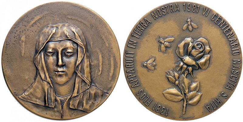 MEDAGLIE - RELIGIOSE - Medaglia 1981 - Santa Rita, VI centenario della nascita A...