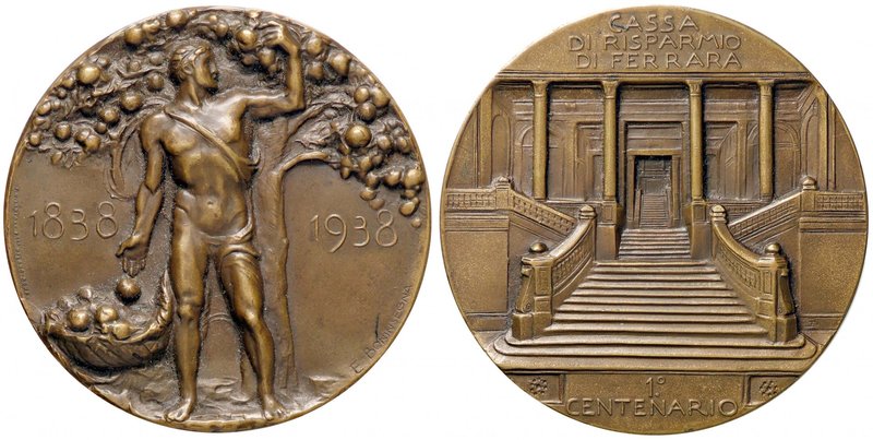 MEDAGLIE - CITTA' - Ferrara - Medaglia 1938 - Centenario della Cassa di Risparmi...