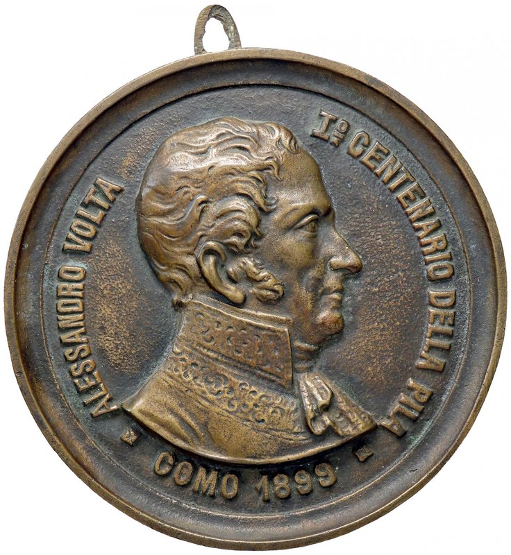 MEDAGLIE - PERSONAGGI - Alessandro Volta (1745-1827) - Placchetta uniface 1899 -...