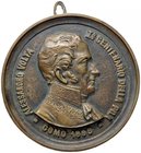 MEDAGLIE - PERSONAGGI - Alessandro Volta (1745-1827) - Placchetta uniface 1899 - Como, primo centenario della pila AE Ø 131
qSPL