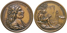 MEDAGLIE - PERSONAGGI - Antonio Magliabechi (bibliofilo) (1633-1714) - Medaglia Bibliotecario di Cosimo III - Buso a d. /R Magliabechi nell'atto di le...