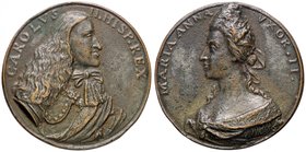 MEDAGLIE - PERSONAGGI - Carlo II d'Asburgo (1665-1700) - Medaglia 1690 - Nozze con Maria Anna R AE Ø 62
SPL