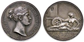 MEDAGLIE - PERSONAGGI - Elisa Bonaparte e Felice Baciocchi (1805-1814) - Medaglia 1808 - Via da Lucca a Pisa Br. 2210 RR AG Opus: Andrieu Brenet Ø 22 ...