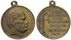 MEDAGLIE - FASCISTE - Medaglia 1932 A. X - Primo decennale della Rivoluzione Fascista - Testa di Mussolini a d. /R Scritta su sette righe e fascio Cas...