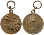 MEDAGLIE - FASCISTE - Medaglia A. XII - A. A. A. Raduno Artiglieri Alessandria 10 - 12 - XII - Cannoni di vario calibro puntati a s. /R Fascio e stend...