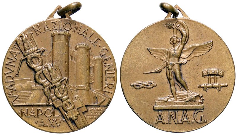 MEDAGLIE - FASCISTE - Medaglia A. XV - Napoli, adunata genieri AE Ø 33
qFDC