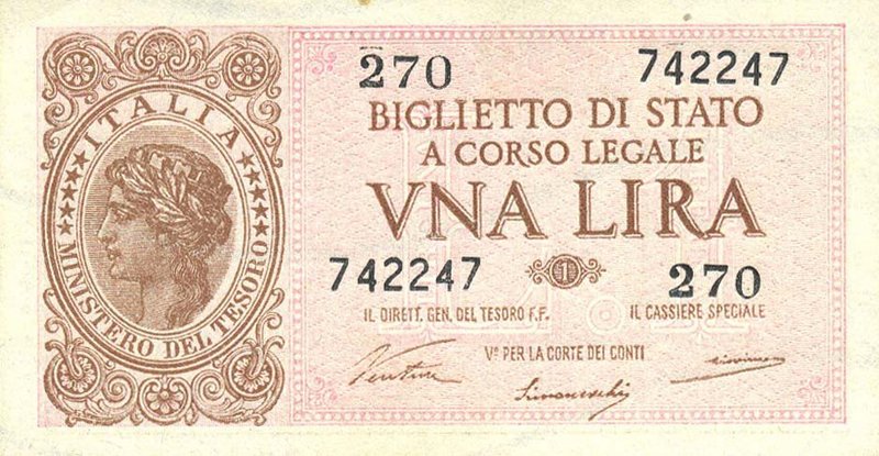 CARTAMONETA - BIGLIETTI DI STATO - Luogotenenza (1944-1946) - Lira 23/11/1944 Al...