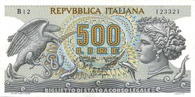 CARTAMONETA - BIGLIETTI DI STATO - Repubblica Italiana (monetazione in lire) (1946-2001) - 500 Lire - Aretusa 20/06/1966 Alfa 550; Lireuro 25A Stammat...