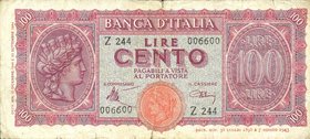 CARTAMONETA - BANCA d'ITALIA - Luogotenenza (1944-1946) - 100 Lire - Italia Turrita 10/12/1944 Alfa 425; Lireuro 25A Introna/Urbini Numeri radar
megl...