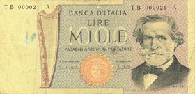 CARTAMONETA - BANCA d'ITALIA - Repubblica Italiana (monetazione in lire) (1946-2001) - 1.000 Lire - Verdi 2° tipo 11/03/1971 R Carli/Lombardo, carta o...