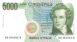 CARTAMONETA - BANCA d'ITALIA - Repubblica Italiana (monetazione in lire) (1946-2001) - 5.000 Lire - Bellini 25/07/2001 Alfa 813sp; Lireuro 69Da R Sost...