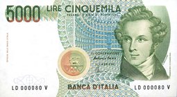CARTAMONETA - BANCA d'ITALIA - Repubblica Italiana (monetazione in lire) (1946-2001) - 5.000 Lire - Bellini 26/11/1996 Alfa 813; Lireuro 69D Fazio/Ami...
