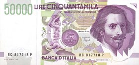CARTAMONETA - BANCA d'ITALIA - Repubblica Italiana (monetazione in lire) (1946-2001) - 50.000 Lire - Bernini 2° tipo 16/10/1995 Alfa 908; Lireuro 81C ...