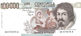 CARTAMONETA - BANCA d'ITALIA - Repubblica Italiana (monetazione in lire) (1946-2001) - 100.000 Lire - Caravaggio 1° tipo 25/01/1993 Alfa 928sp; Lireur...