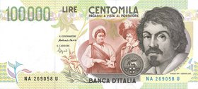CARTAMONETA - BANCA d'ITALIA - Repubblica Italiana (monetazione in lire) (1946-2001) - 100.000 Lire - Caravaggio 2° tipo 12/05/1994 Alfa 931; Lireuro ...