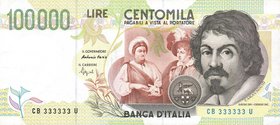 CARTAMONETA - BANCA d'ITALIA - Repubblica Italiana (monetazione in lire) (1946-2001) - 100.000 Lire - Caravaggio 2° tipo 27/02/1995 Alfa 932; Lireuro ...