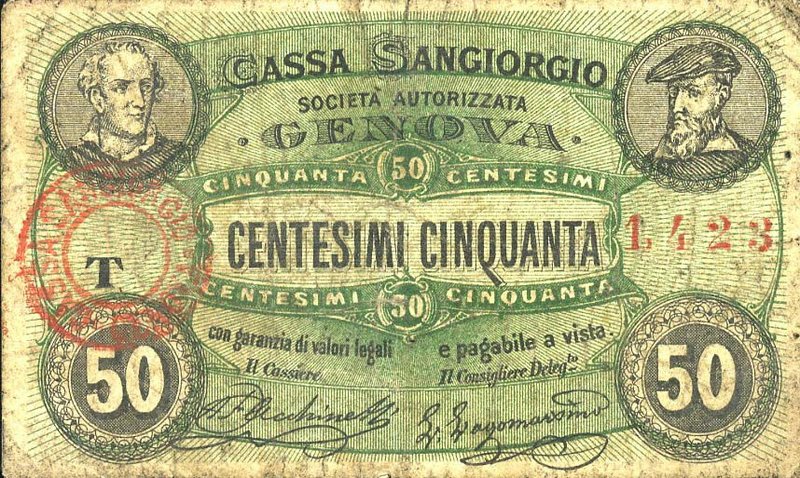 CARTAMONETA - MONETAZIONE D'EMERGENZA - Biglietti Fiduciari Genova (GE) Gav. 435...