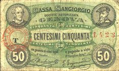 CARTAMONETA - MONETAZIONE D'EMERGENZA - Biglietti Fiduciari Genova (GE) Gav. 435 RR Cassa San Giorgio - 50 centesimi
MB